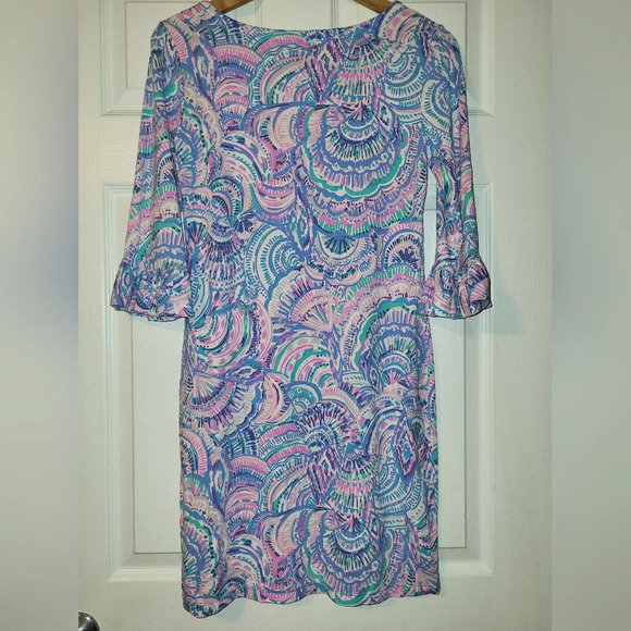 Lilly Pulitzer Sophie Dress Happy as a Clam Ruffle Sleeve Green Pink Size Small - Picture 3 of 8